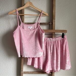 Colsie Pink Crushed Velvet Lounge Set sz: Med